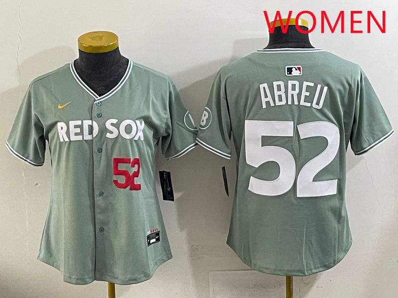 Women 2025 Boston Red Sox #52 Abreu Green Joint Name Nike MLB Jersey style 2